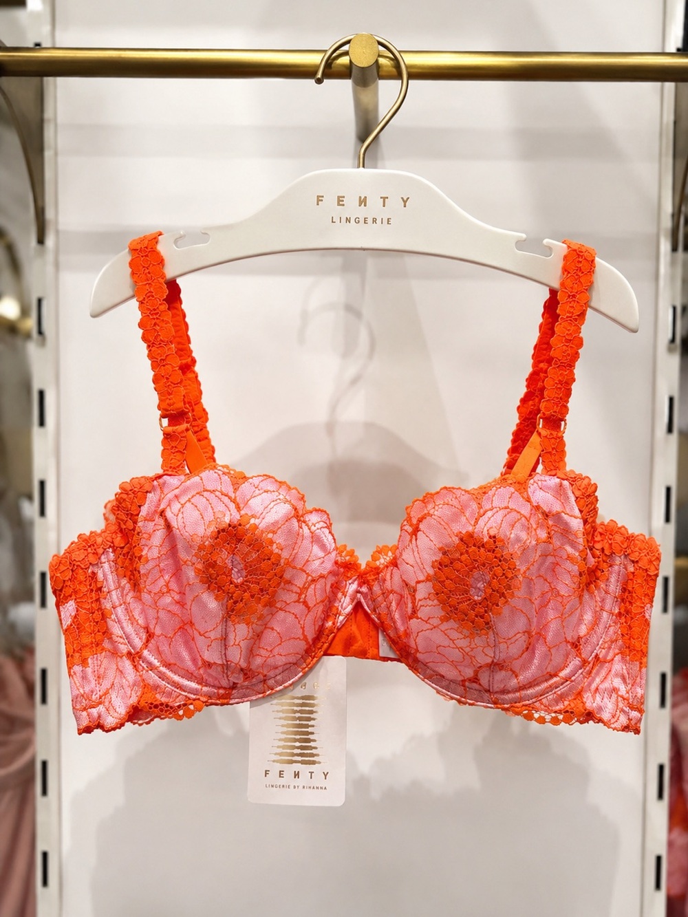 Fenty Beauty Orange & Pink Lace Underwire Bra